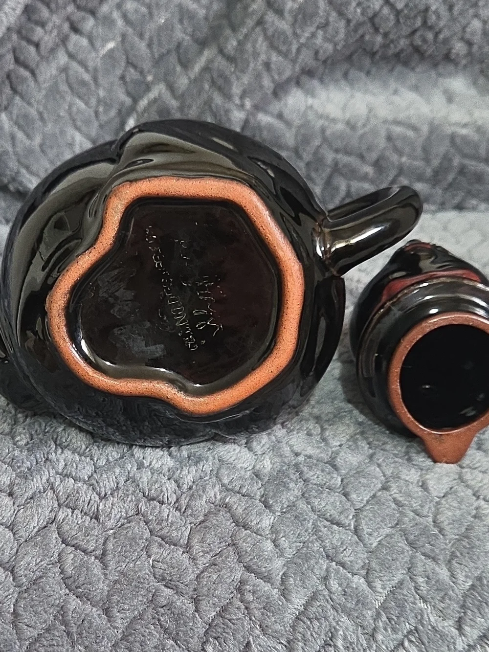 Vintage 1950s Black Ceramic Cat Tea Pot